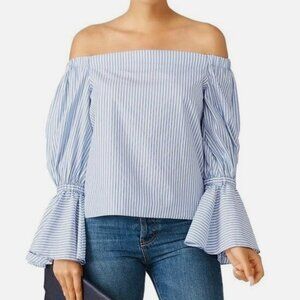 Alexis Blue and White “Juniper” Striped Off The Shoulder Top‎ Sz Small